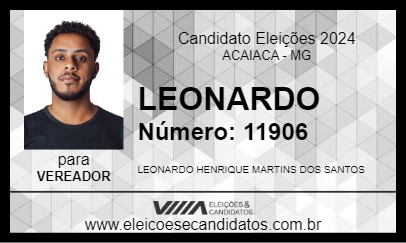 Candidato LEONARDO 2024 - ACAIACA - Eleições