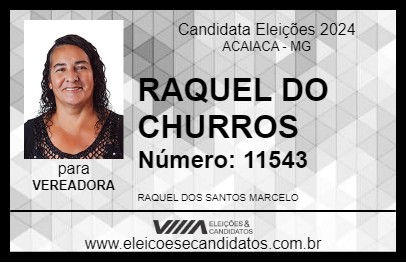 Candidato RAQUEL DO CHURROS 2024 - ACAIACA - Eleições