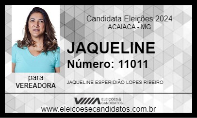 Candidato JAQUELINE 2024 - ACAIACA - Eleições