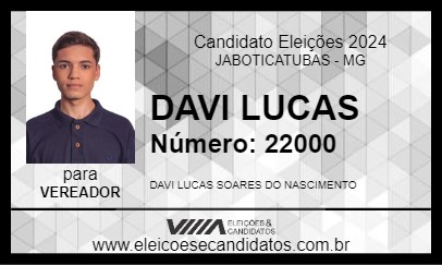 Candidato DAVI LUCAS 2024 - JABOTICATUBAS - Eleições