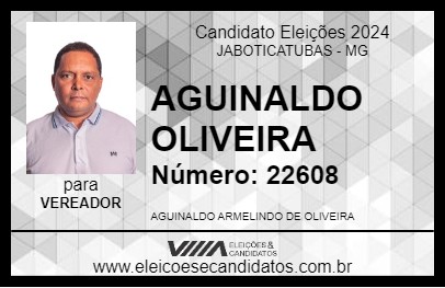 Candidato AGUINALDO OLIVEIRA 2024 - JABOTICATUBAS - Eleições