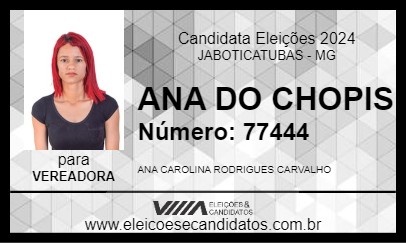 Candidato ANA DO CHOPIS 2024 - JABOTICATUBAS - Eleições