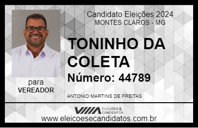 Candidato TONINHO DA COLETA 2024 - MONTES CLAROS - Eleições