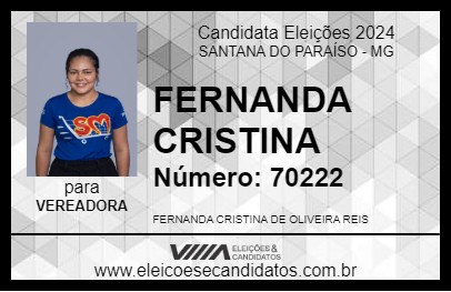 Candidato FERNANDA CRISTINA 2024 - SANTANA DO PARAÍSO - Eleições