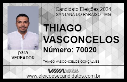 Candidato THIAGO VASCONCELOS 2024 - SANTANA DO PARAÍSO - Eleições