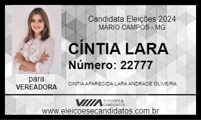 Candidato CÍNTIA LARA 2024 - MÁRIO CAMPOS - Eleições