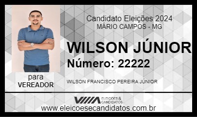 Candidato WILSON JÚNIOR 2024 - MÁRIO CAMPOS - Eleições