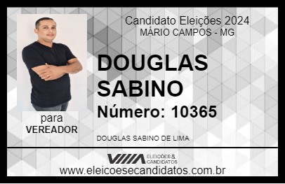 Candidato DOUGLAS SABINO 2024 - MÁRIO CAMPOS - Eleições