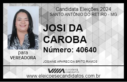 Candidato JOSI DA CAROBA 2024 - SANTO ANTÔNIO DO RETIRO - Eleições