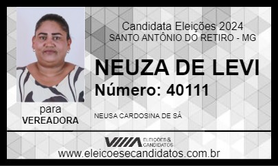 Candidato NEUZA DE LEVI 2024 - SANTO ANTÔNIO DO RETIRO - Eleições