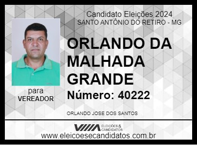 Candidato ORLANDO DA MALHADA GRANDE 2024 - SANTO ANTÔNIO DO RETIRO - Eleições