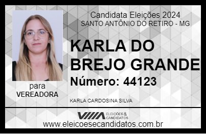 Candidato KARLA DO BREJO GRANDE 2024 - SANTO ANTÔNIO DO RETIRO - Eleições