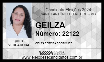 Candidato GEILZA 2024 - SANTO ANTÔNIO DO RETIRO - Eleições