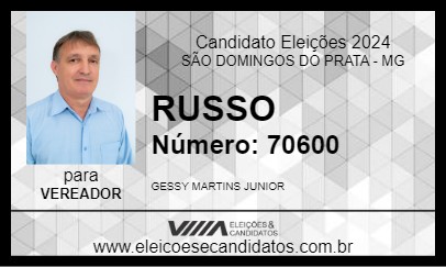 Candidato RUSSO 2024 - SÃO DOMINGOS DO PRATA - Eleições