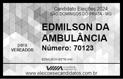 Candidato EDMILSON DA AMBULÂNCIA 2024 - SÃO DOMINGOS DO PRATA - Eleições