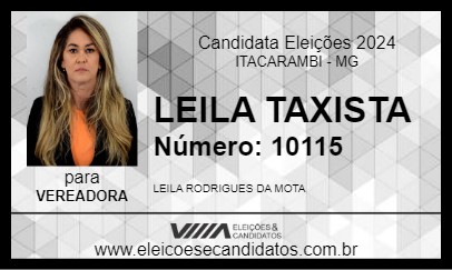 Candidato LEILA TAXISTA 2024 - ITACARAMBI - Eleições