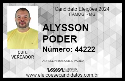 Candidato ALYSSON PODER 2024 - ITAMOGI - Eleições