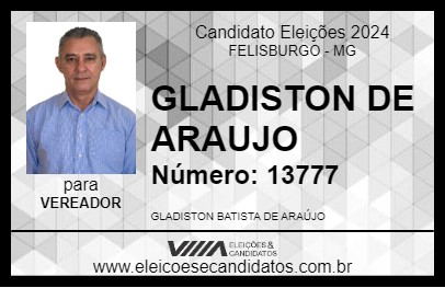 Candidato GLADISTON DE ARAUJO 2024 - FELISBURGO - Eleições