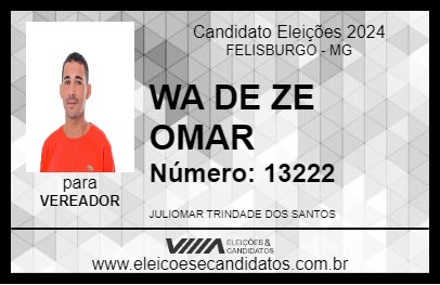 Candidato WA DE ZE OMAR 2024 - FELISBURGO - Eleições