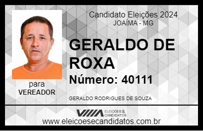 Candidato GERALDO DE ROXA 2024 - JOAÍMA - Eleições