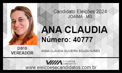 Candidato ANA CLAUDIA 2024 - JOAÍMA - Eleições