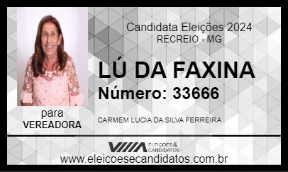 Candidato LÚ DA FAXINA 2024 - RECREIO - Eleições