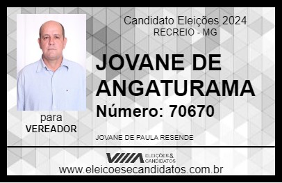 Candidato JOVANE DE ANGATURAMA 2024 - RECREIO - Eleições