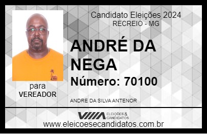 Candidato ANDRÉ DA NEGA 2024 - RECREIO - Eleições