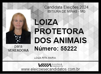 Candidato LOIZA PROTETORA DOS ANIMAIS 2024 - IBITIÚRA DE MINAS - Eleições