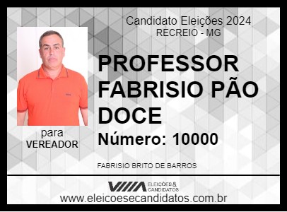 Candidato PROFESSOR FABRISIO PÃO DOCE 2024 - RECREIO - Eleições