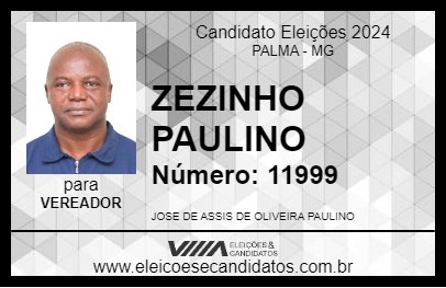 Candidato ZEZINHO PAULINO 2024 - PALMA - Eleições