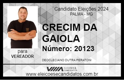 Candidato CRECIM DA GAIOLA 2024 - PALMA - Eleições