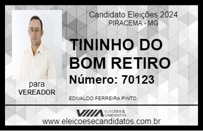 Candidato TININHO DO BOM RETIRO 2024 - PIRACEMA - Eleições