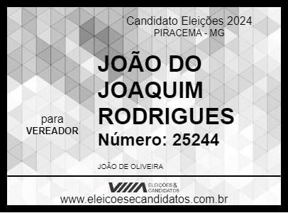 Candidato JOÃO DO JOAQUIM RODRIGUES 2024 - PIRACEMA - Eleições