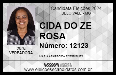 Candidato CIDA DO ZE ROSA 2024 - BELO VALE - Eleições