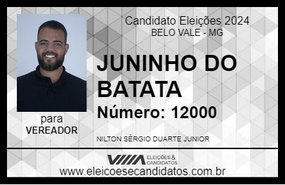 Candidato JUNINHO DO BATATA 2024 - BELO VALE - Eleições