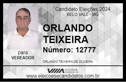 Candidato ORLANDO TEIXEIRA 2024 - BELO VALE - Eleições