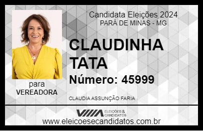 Candidato CLAUDINHA TATA 2024 - PARÁ DE MINAS - Eleições