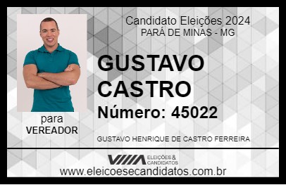 Candidato GUSTAVO CASTRO 2024 - PARÁ DE MINAS - Eleições