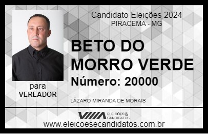 Candidato BETO DO MORRO VERDE 2024 - PIRACEMA - Eleições