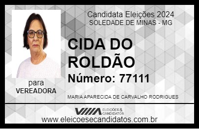 Candidato CIDA DO ROLDÃO 2024 - SOLEDADE DE MINAS - Eleições