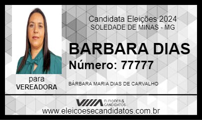 Candidato BARBARA DIAS 2024 - SOLEDADE DE MINAS - Eleições