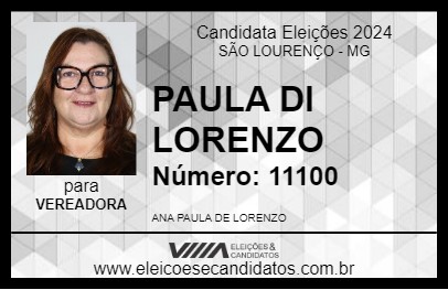 Candidato PAULA DI LORENZO 2024 - SÃO LOURENÇO - Eleições