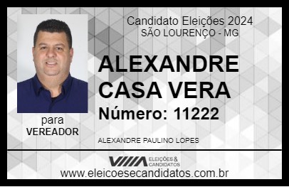 Candidato ALEXANDRE CASA VERA 2024 - SÃO LOURENÇO - Eleições