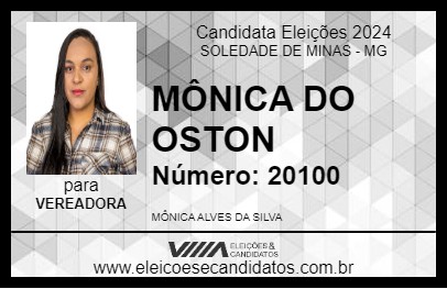 Candidato MÔNICA DO OSTON 2024 - SOLEDADE DE MINAS - Eleições