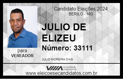 Candidato JULIO DE ELIZEU 2024 - BERILO - Eleições