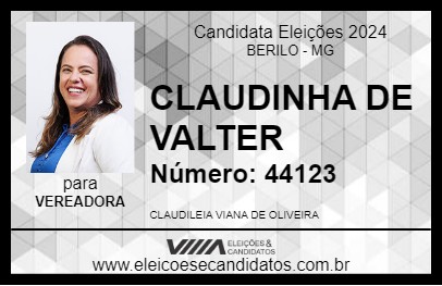 Candidato CLAUDINHA DE VALTER 2024 - BERILO - Eleições