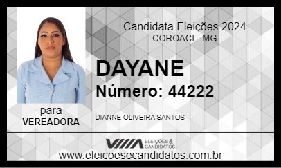 Candidato DAYANE 2024 - COROACI - Eleições