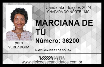 Candidato MARCIANA DE TÚ 2024 - CHAPADA DO NORTE - Eleições