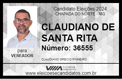 Candidato CLAUDIANO DE SANTA RITA 2024 - CHAPADA DO NORTE - Eleições